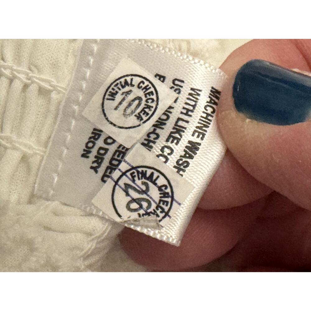 Jennifer & Grace Blouse Sz L White Eyelet Cropped Puff Sleeve Top Coquette - Picture 4 of 8